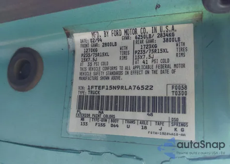 1994 Ford F150 из США, поврежденный, VIN 1FTEF15N9RLA76522